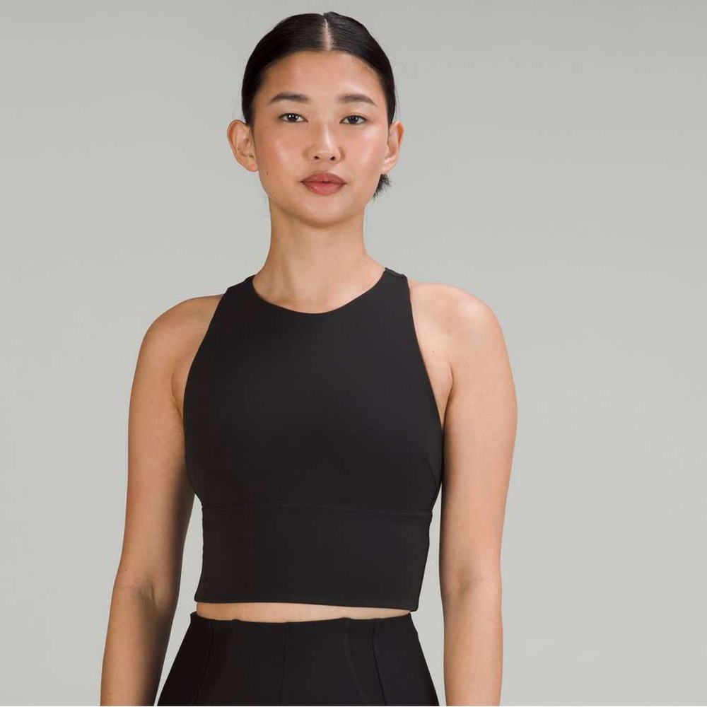 Size 2 Lululemon Logo Elastic Everlux Shelf Tank Top in Colours Black/Trench